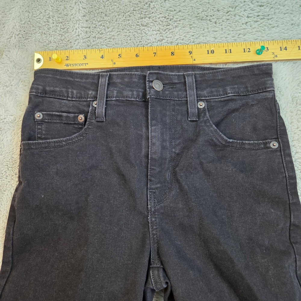 Levi's 726 High Rise Flare Jeans Womens 26 Slim Fit Stretch Denim Pants Black - Picture 4 of 11